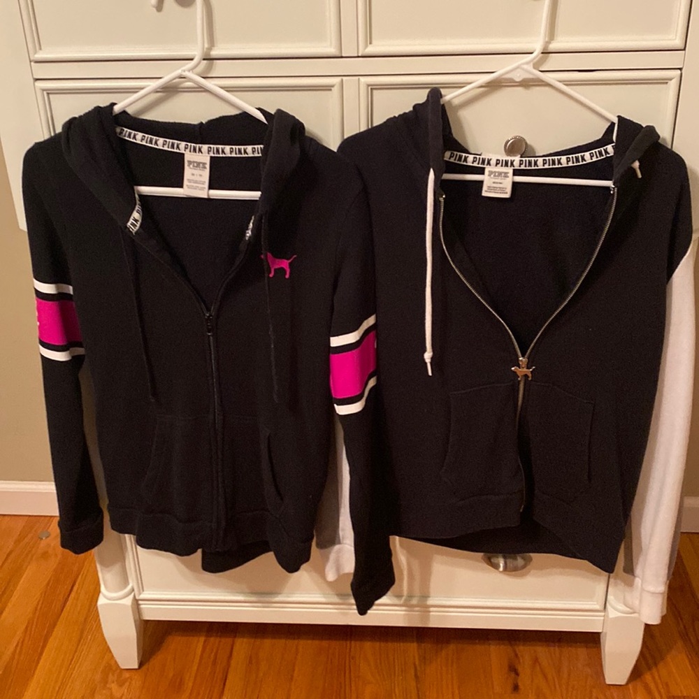 Authentic Pink zip up hoodie lot.